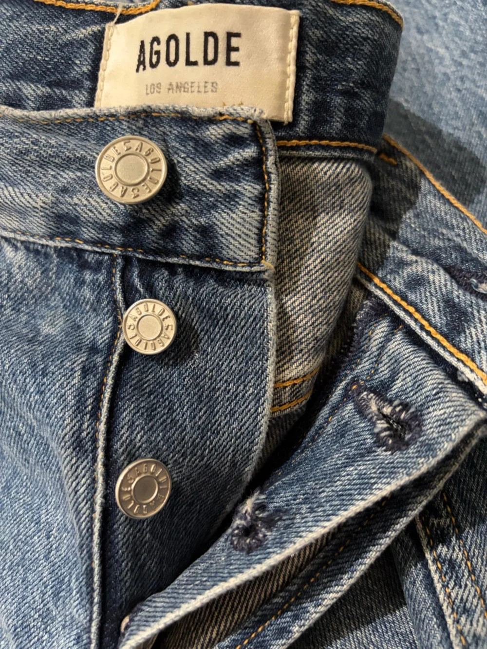 Agolde Riley High Rise Straight Crop Jeans - Mid Blue - Picture 7 of 7